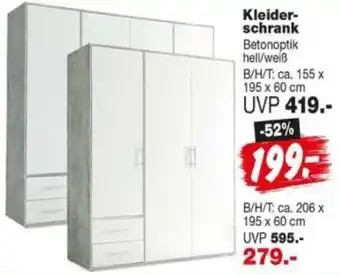 Repo Markt Kleiderschrank Betonoptik hell/weiß Angebot