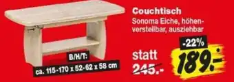 Repo Markt Couchtisch Sonoma Eiche Angebot