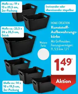 Aldi Süd HOME CREATION Kunststoff-Aufbewahrungskörbe Angebot