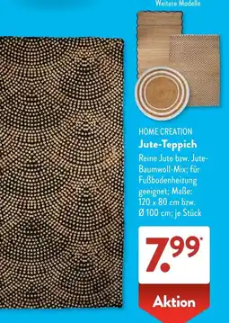 Aldi Süd HOME CREATION Jute-Teppich Angebot
