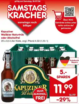 Netto Getränke Discount Kapuziner Weißbier Naturtrüb oder Alkoholfrei Angebot