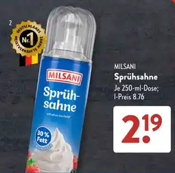 Aldi Süd MILSANI Sprühsahne Angebot