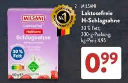 Aldi Süd MILSANI Laktosefreie H-Schlagsahne Angebot