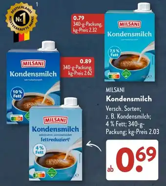 Aldi Süd MILSANI Kondensmilch Angebot