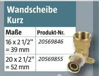 Bauhaus Wandscheibe kurz Angebot