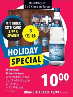CITTI Markt Wittenseer Mineralwasser Angebot