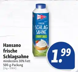 Nah & Frisch Hansano frische Schlagsahne Angebot