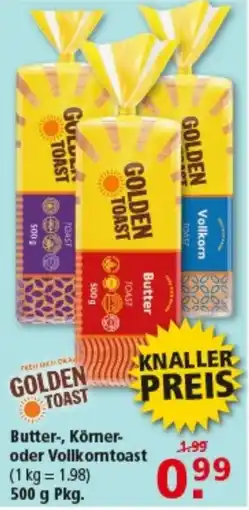 Multi Markt GOLDEN TOAST Butter- oder Vollkorn- oder Körnertoast Angebot