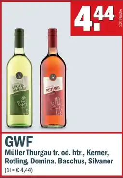 Fränky Getränke GWF Müller Thurgau tr. od. htr., Kerner, Rotling, Domina, Bacchus, Silvaner Angebot