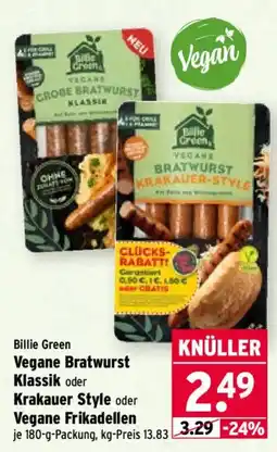 Wasgau Billie Green Vegane Bratwurst Klassik Angebot