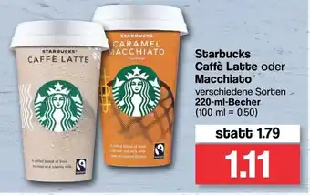 Famila Nord West Starbucks Caffè Latte oder Macchiato 220ml Becher Angebot