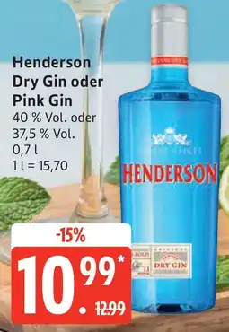 Edeka Henderson Dry Gin oder Pink Gin Angebot
