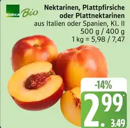 Edeka EDEKA Bio Nektarinen, Plattpfirsiche oder Plattnektarinen Angebot