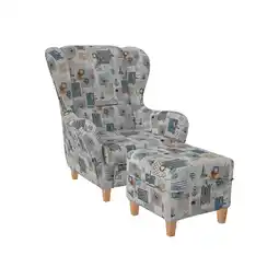 Netto Marken-Discount Supellex Sofia Ohrensessel mit Hocker Design Patchwork Côte D'Azur Angebot