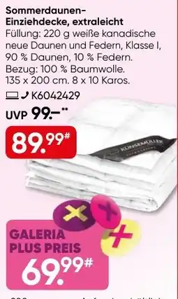 Galeria Sommerdaunen-Einziehdecke, extraleicht Angebot