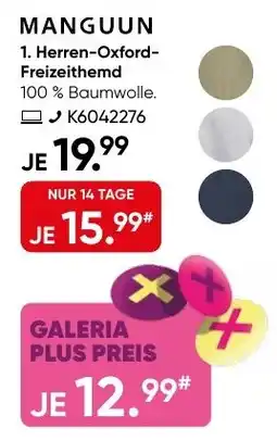 Galeria MANGUUN 1. Herren-Oxford-Freizeithemd Angebot