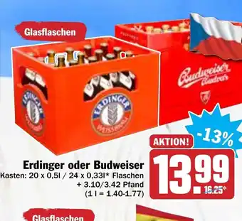 Hit Erdinger oder Budweiser Angebot