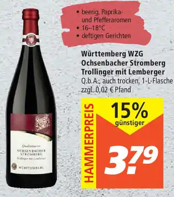 Marktkauf Württemberg WZG Ochsenbacher Stromberg Trollinger mit Lemberger 1L Angebot