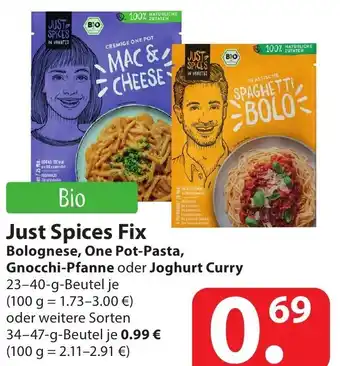 Famila Nord Ost Just Spices Fix Bolognese, One Pot Pasta, Gnocchi Pfanne oder Joghurt Curry 23-40g oder 34-47g Angebot