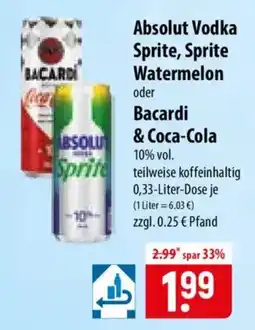 Famila Nord Ost Absolut Vodka Sprite, Sprite Watermelon oder Bacardi & Coca-Cola Angebot