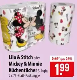 Famila Nord Ost Lilo & Stitch oder Mickey & Minnie Küchentücher Angebot