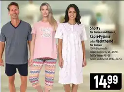 Famila Nord Ost Shorty für Damen und Herren, Capri-Pyjama oder Nachthemd für Damen Angebot