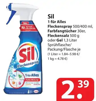 Famila Nord Ost Sil 1 für Alles Fleckenspray 500/400 ml, Farbfangtücher 30er, Fleckensalz 500g oder Gel 1,3L Angebot