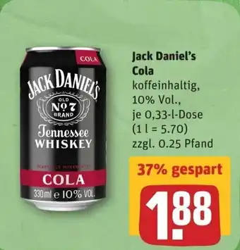 REWE Jack Daniel's Cola je 0.33-l-Dose Angebot