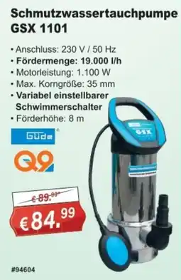 Stabilo Fachmarkt Schmutzwassertauchpumpe GSX 1101 Güde Angebot