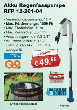 Stabilo Fachmarkt Akku Regenfasspumpe RFP 12-201-04 Gude Angebot
