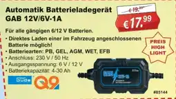 Stabilo Fachmarkt Automatik Batterieladegerät GAB 12V/6V-1A Angebot