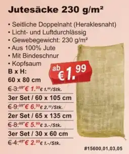 Stabilo Fachmarkt Jutesäcke 230 g/m² Angebot