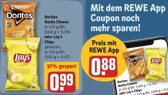 REWE Doritos Nacho Cheese je 125-g-Btl. oder Lay's Chips je 175-g-Btl. Angebot