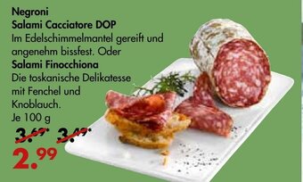 Galeria Markthalle Negroni Salami Cacciatore DOP oder Salami Finocchiona Angebot