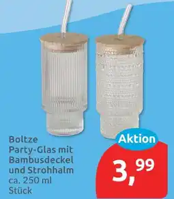 Budni Boltze party-glas mit bambusdeckel und strohhalm Angebot