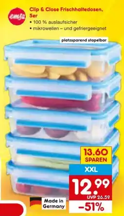 Netto Marken-Discount Clip & Close Frischhaltedosen, 5er Angebot