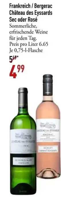 Galeria Markthalle Frankreich / Bergerac Château des Eyssards Sec oder Rosé Je 0.75-l-Flasche Angebot