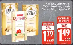 Edeka Raffaello oder Rocher Tafelschokolade Angebot