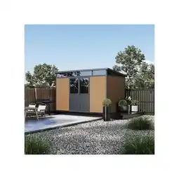 Netto Marken-Discount Weide Gartenhaus Aluminium & WPC Gerätehaus mit Doppeltür 338x218 cm Wetterfest in Teak Angebot