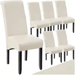 Netto Marken-Discount tectake Esszimmerstuhl, gepolstert mit Kunstlederbezug, massive Holzbeine, 44 x 63 x 106 cm Angebot
