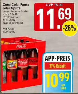WEZ Coca Cola, Fanta oder Sprite Angebot