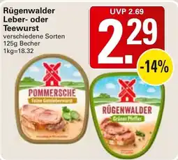WEZ Rügenwalder Leber- oder Teewurst Angebot