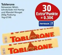 WEZ Toblerone Schweizer Milchschokolade mit Honig- und Mandel-Nougat Angebot