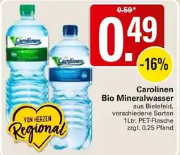 WEZ Carolinen Bio Mineralwasser Angebot