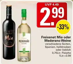 WEZ Freixenet Mia oder Mederano Weine Angebot