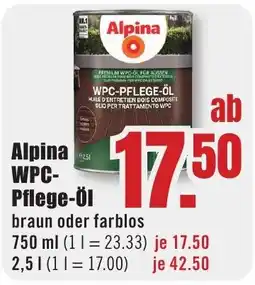 B1 Discount Baumarkt Alpina WPC-Pflege-Öl Angebot