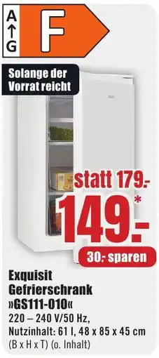 B1 Discount Baumarkt Exquisit Gefrierschrank Angebot