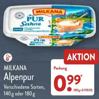 Aldi Nord Milkana Alpenpur 140g oder 180g Angebot