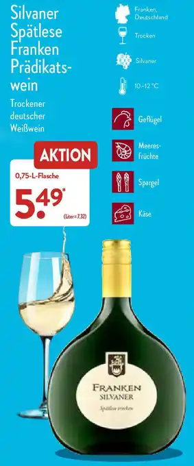 Aldi Nord Silvaner Spätlese Franken Prädikats-Wein 0.75-l-Flasche Angebot