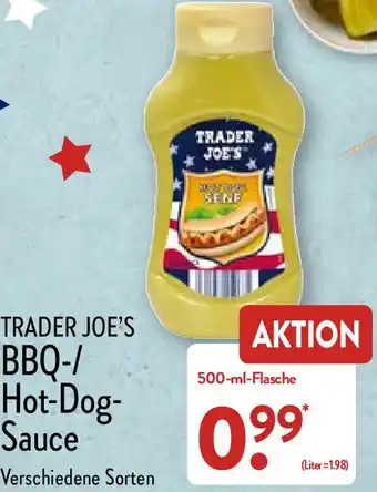 Aldi Nord Trade Joe's BBQ-/Hot-Dog-Sauce 500-ml-Flasche Angebot